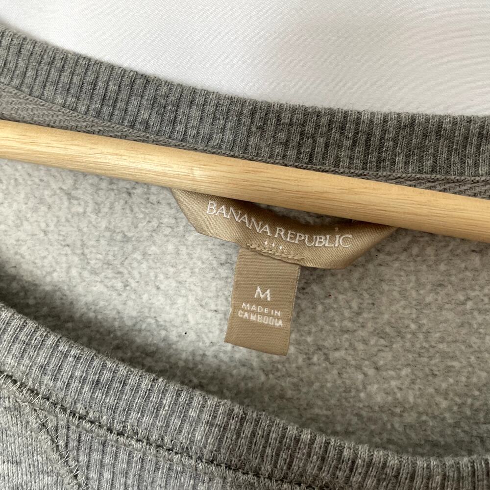Banana Republic oversized gray crewneck sweater hello fleece pullover women's M - Picture 3 of 7
